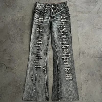 Custom Double Waist Distressed Denim Jeans – Wholesale
