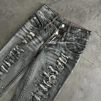 Custom Double Waist Distressed Denim Jeans – Wholesale