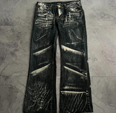Custom Vintage Whiskered Denim Jeans – Handcrafted for High-End Fashion