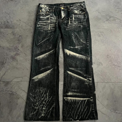 Custom Vintage Whiskered Denim Jeans – Handcrafted for High-End Fashion