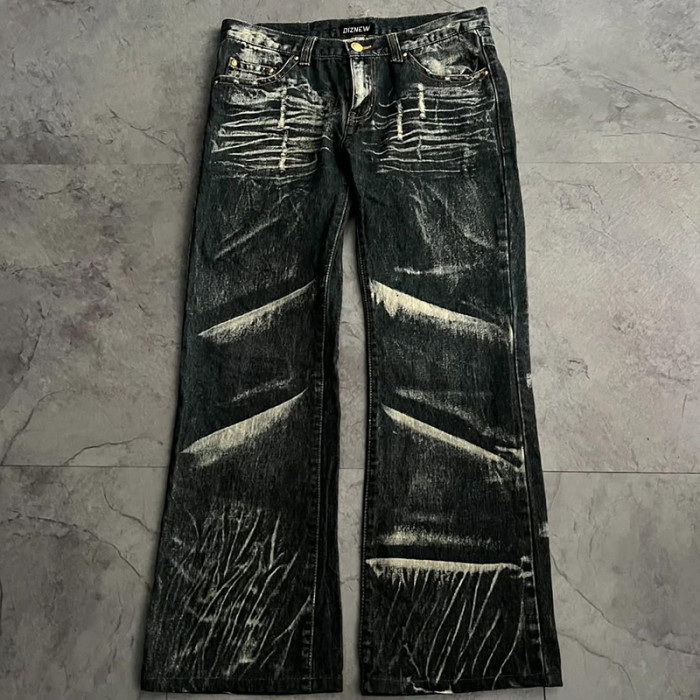 Custom Vintage Whiskered Denim Jeans – Handcrafted for High-End Fashion