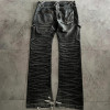 Custom Whiskered Cargo Denim Jeans – High-Fashion Utility Style