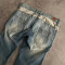 Custom Zipper Whiskered Denim Jeans – High-End Street Style
