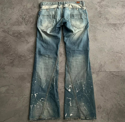 Custom Zipper Whiskered Denim Jeans – High-End Street Style