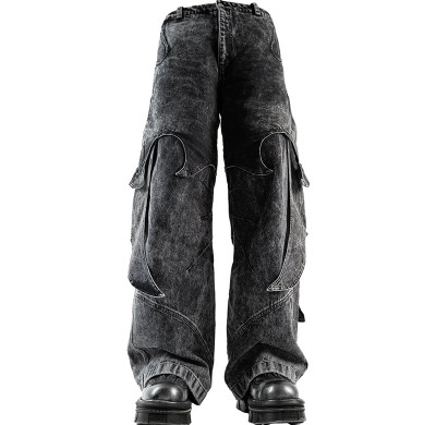 Custom Washed Cutout Layered Denim Pants – Avant-Garde