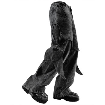 Custom Washed Cutout Layered Denim Pants – Avant-Garde