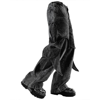 Custom Washed Cutout Layered Denim Pants – Avant-Garde