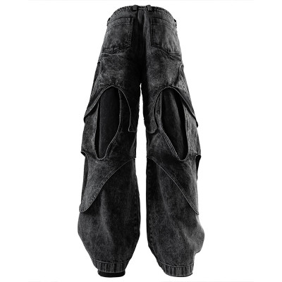 Custom Washed Cutout Layered Denim Pants – Avant-Garde