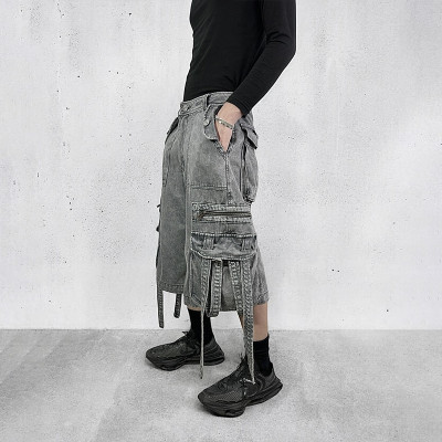 Custom Multi-Pocket Washed Denim Shorts – Utility Streetwear