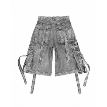 Custom Multi-Pocket Washed Denim Shorts – Utility Streetwear