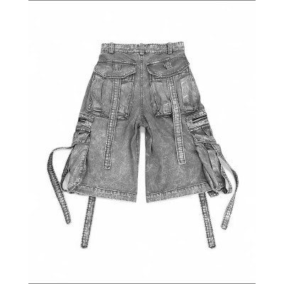 Custom Multi-Pocket Washed Denim Shorts – Utility Streetwear