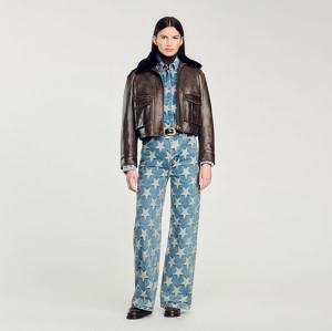 Custom Women’s Jacquard Denim Wide-Leg Jeans – Luxury Wholesale