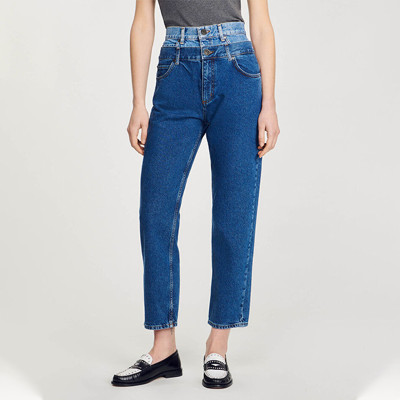 Damen Jeans mit doppelter Taille nach Maß – Trendy Slim Jeans Großhandel