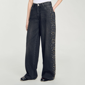 Custom Women’s Rhinestone Wide-Leg Jeans – Luxury Denim Wholesale