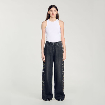 Custom Women’s Rhinestone Wide-Leg Jeans – Luxury Denim Wholesale