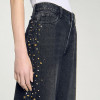 Maßgefertigte Damenjeans mit weitem Bein und Strass – Luxus-Denim-Großhandel