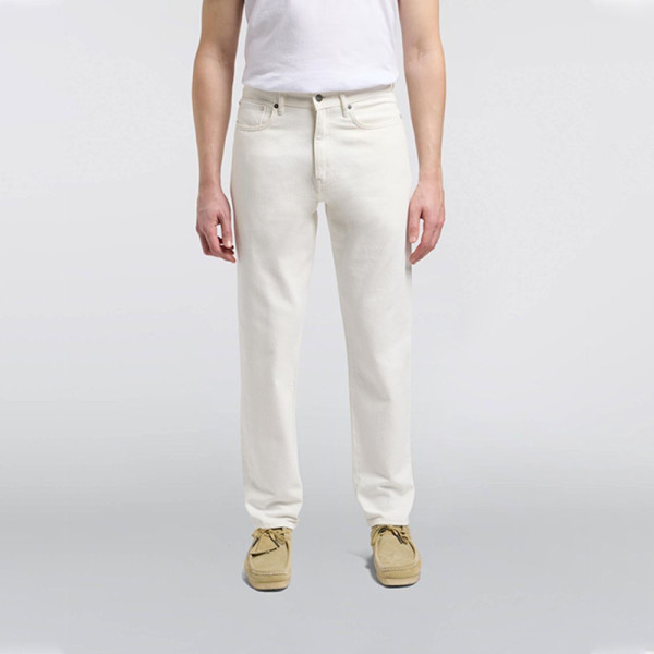 Custom White Blank Straight-Leg Minimalist Denim Jeans