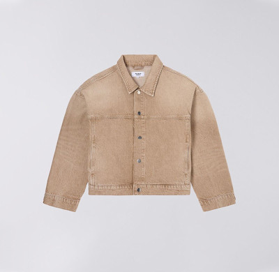 Custom Brown Blank Cropped Denim Jacket