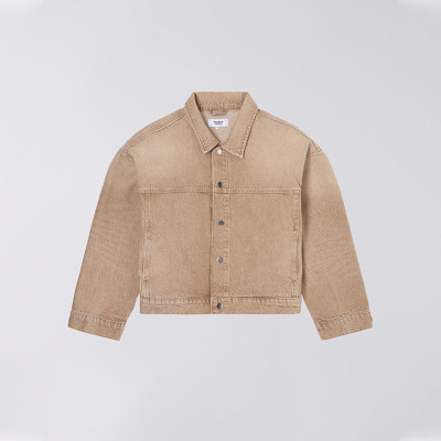 Benutzerdefinierte braune Blanko-Crop-Jeansjacke