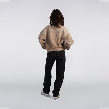 Custom Brown Blank Cropped Denim Jacket