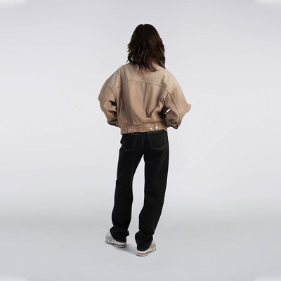 Custom Brown Blank Cropped Denim Jacket