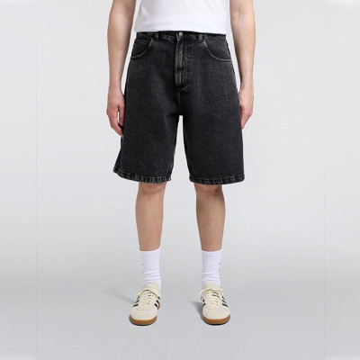 Custom Wholesale Black Blank Wide-Leg Denim Shorts