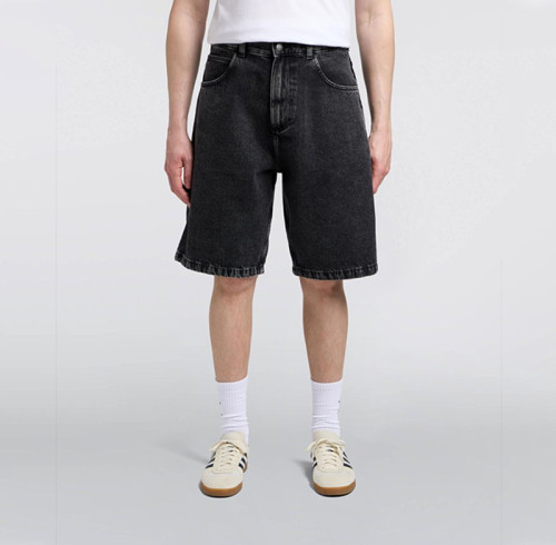 Pantalones cortos vaqueros anchos negros personalizados al por mayor