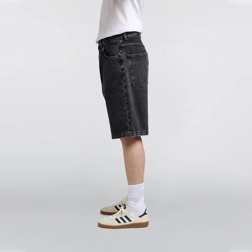 Custom Wholesale Black Blank Wide-Leg Denim Shorts
