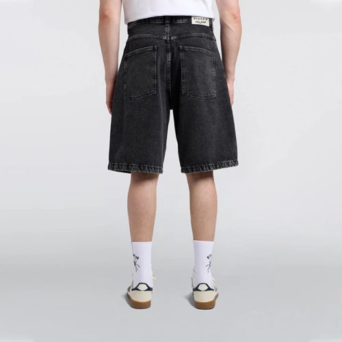 Custom Wholesale Black Blank Wide-Leg Denim Shorts