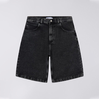 Custom Wholesale Black Blank Wide-Leg Denim Shorts