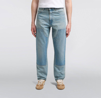 Custom Light Blue Panel Patchwork Workwear Denim Pants