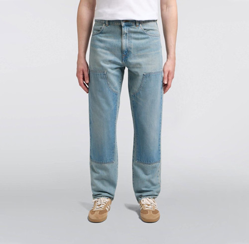 Benutzerdefinierte hellblau Panel Patchwork Workwear Denim Hose