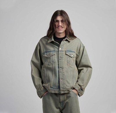 Benutzerdefinierte Herren Vintage Wash Blank Jeansjacke