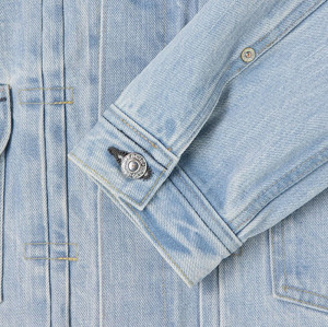 Benutzerdefinierte Herren Hellblau Bleach Washed Jeansjacke