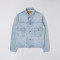Custom Men's Light Blue Bleach Washed Jeans Jacket