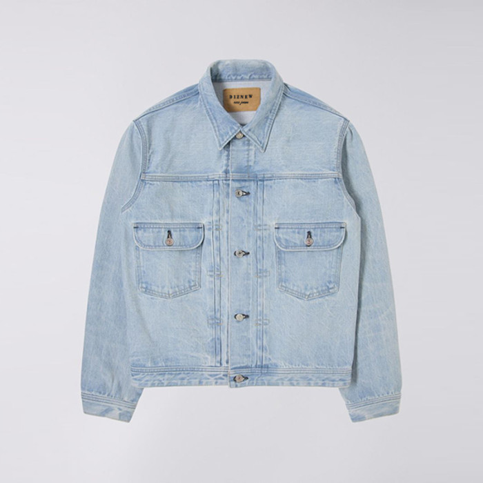 Benutzerdefinierte Herren Hellblau Bleach Washed Jeansjacke