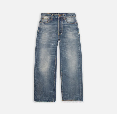 Custom Men's Vintage Wide-Leg Washed Denim Jeans