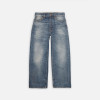 Maßgefertigte Vintage-Jeans mit weitem Bein und verwaschenem Denim für Herren