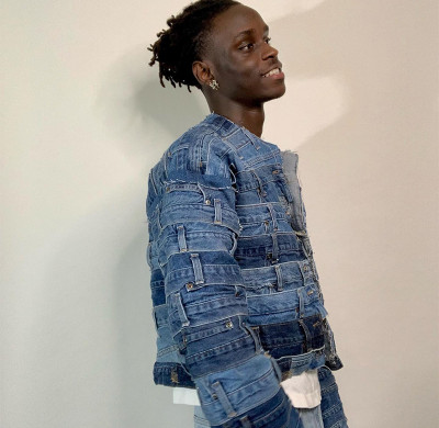 Custom Patchwork Denim Jacket with Belt Loop Details – DiZNEW