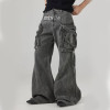 Custom Flared Cargo Jeans with Oversized Utility Pockets