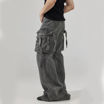 Custom Flared Cargo Jeans with Oversized Utility Pockets