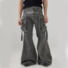 Custom Flared Cargo Jeans with Oversized Utility Pockets