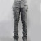Custom Heavy-Distressed Drawstring Denim Jeans with Embroidered Stitching