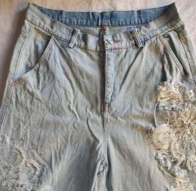 Custom Vintage-Wash Ripped Denim Pants