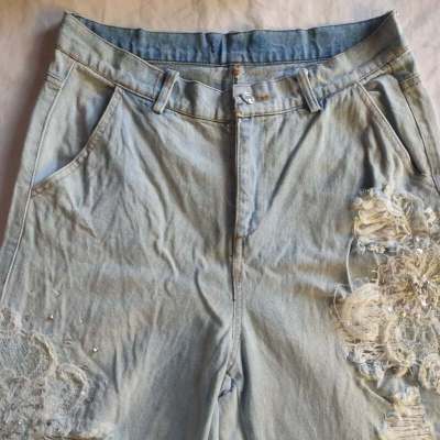 Custom Vintage-Wash Ripped Denim Pants