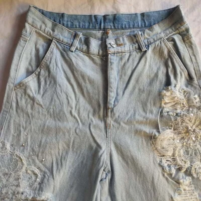 Custom Vintage-Wash Ripped Denim Pants
