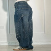 Custom Galaxy-Inspired Paint-Splatter Wide-Leg Jeans