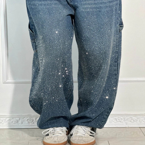 Custom Galaxy-Inspired Paint-Splatter Wide-Leg Jeans