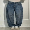 Custom Galaxy-Inspired Paint-Splatter Wide-Leg Jeans
