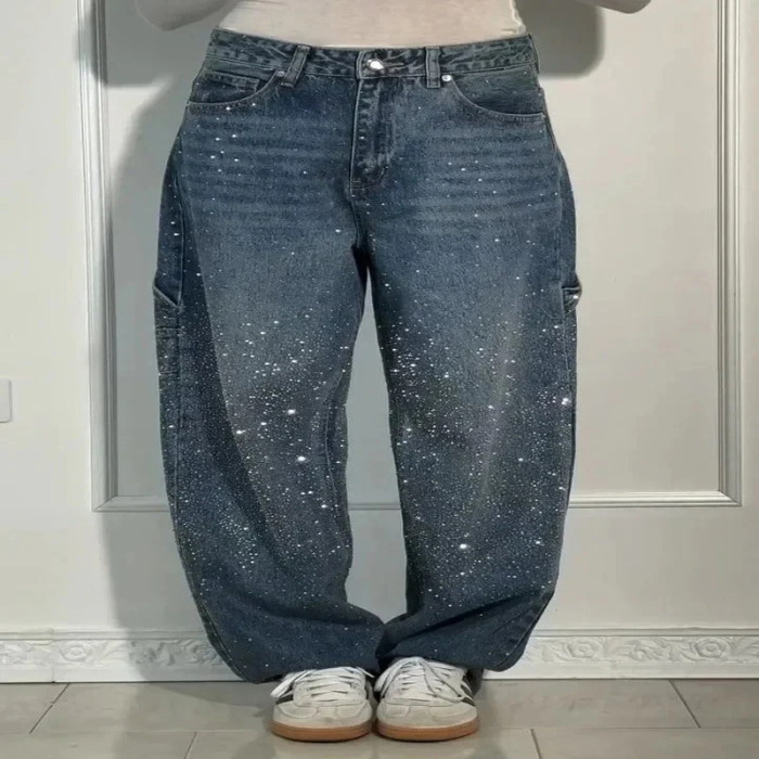 Custom Galaxy-Inspired Paint-Splatter Wide-Leg Jeans